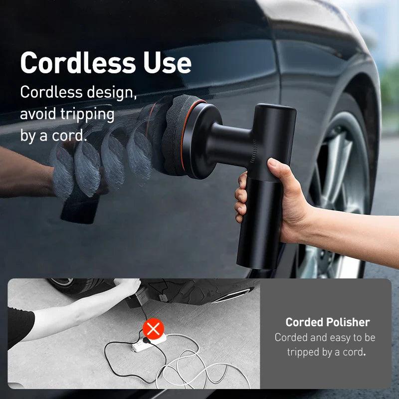 Baseus Cordless Car Polisher Machine with Adjustable Speed & Polishing Pads  ourlum.com   