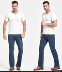 Mens Boot Cut Jeans Slightly Flared Slim Fit Denim Pants