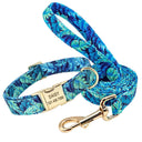 Custom Floral Print Nylon Dog Collar and Leash Set with ID Tag - Stylish Pet Walking Accessories for Medium to Large Breeds  ourlum.com Blue S 