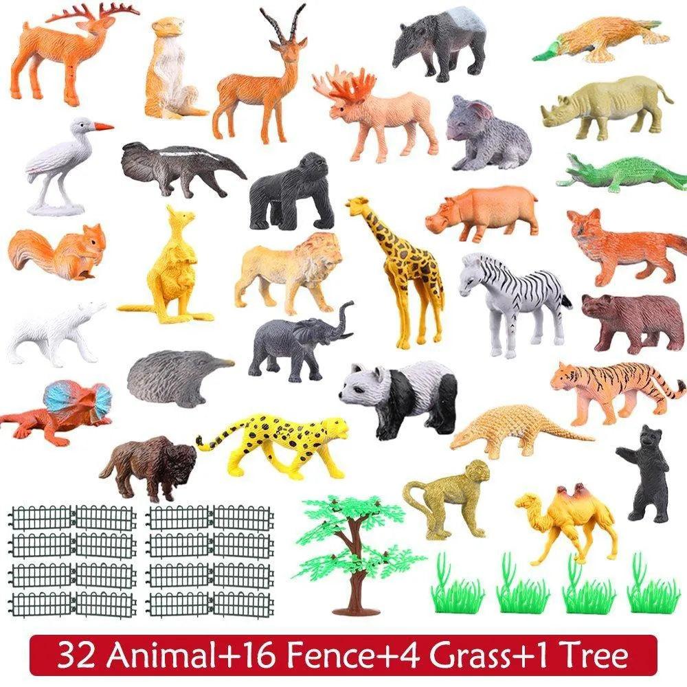 Mini Jungle Animal Toys Set - Realistic Wild Plastic Animals - Educational Learning Toy Set  ourlum.com   