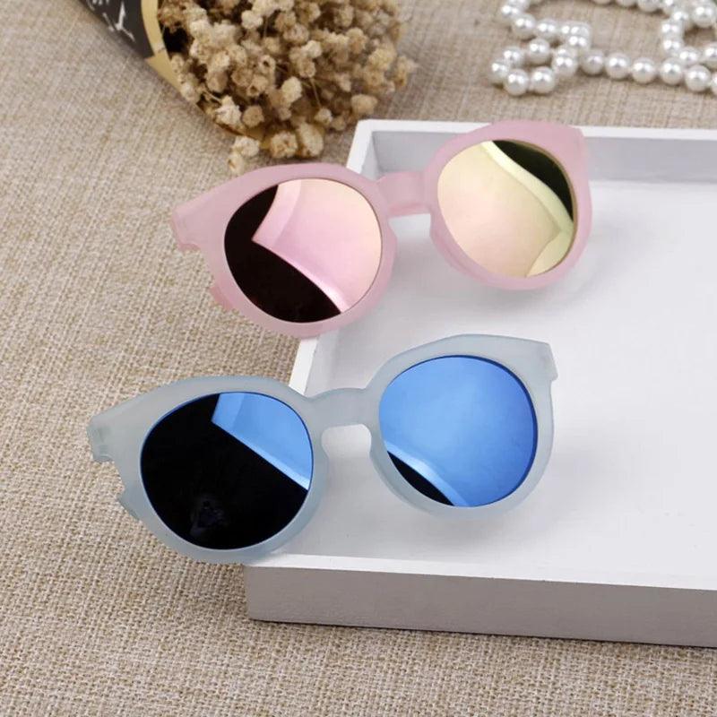 Colorful UV400 Kids Sunglasses Retro Round Reflective Eyewear