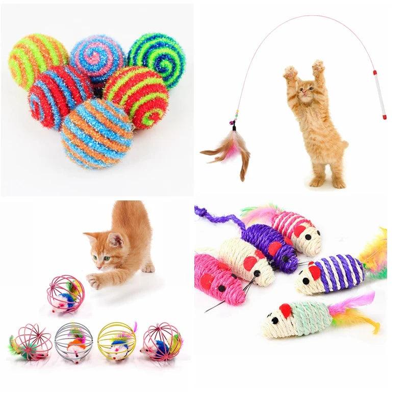 Colorful Feather Wand Cat Toy with Bell & Mouse Cage Teaser - Interactive & Fun  ourlum.com   