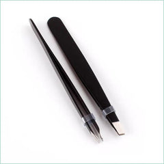 Professional Precision Eyebrow Tweezers in Black Stainless Steel for Flawless Beauty Applications