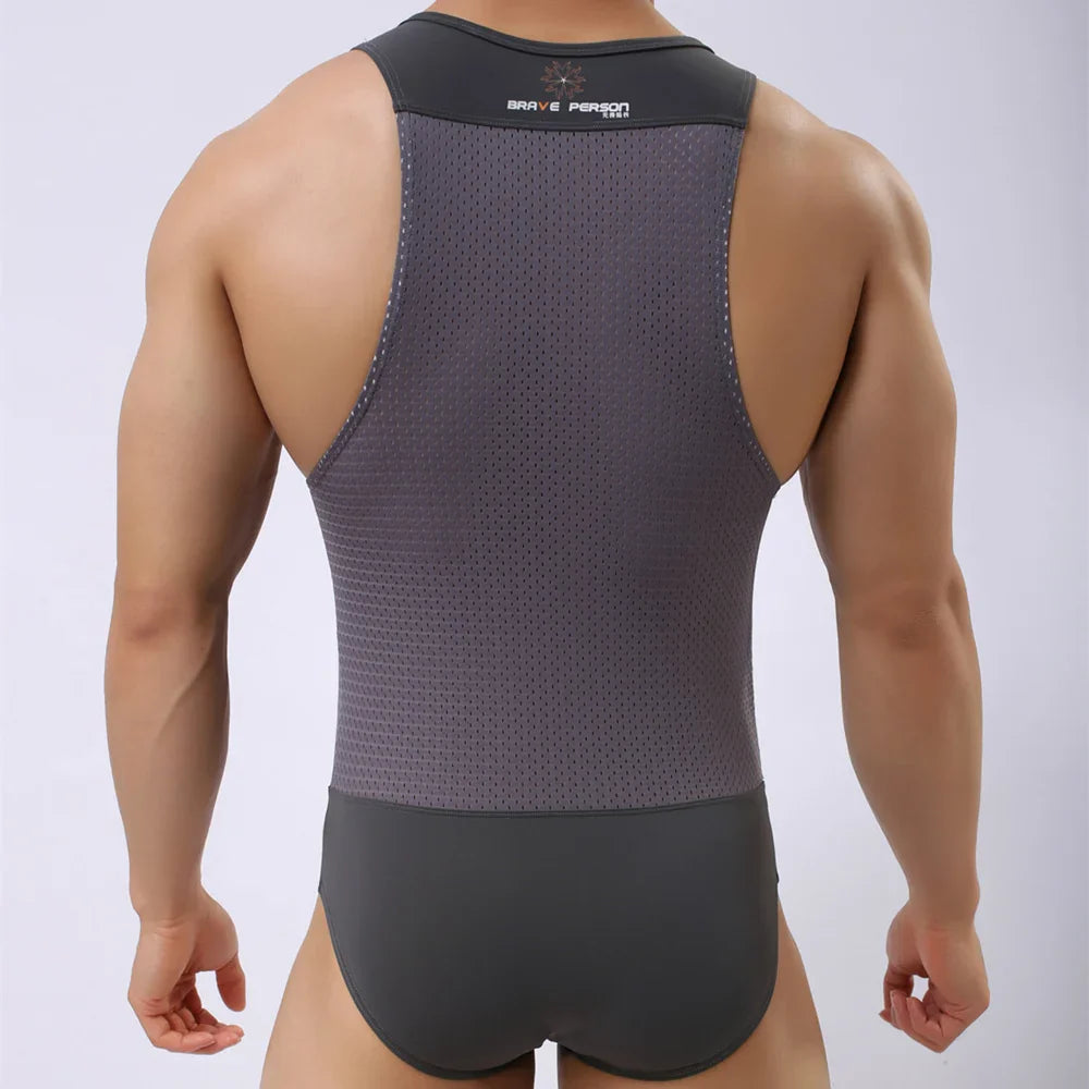 Brave Person Bodysuits Men High Elasticity One-piece Shapers Men's Leotard Slim Corrective Body Building Men Singlet Underwear