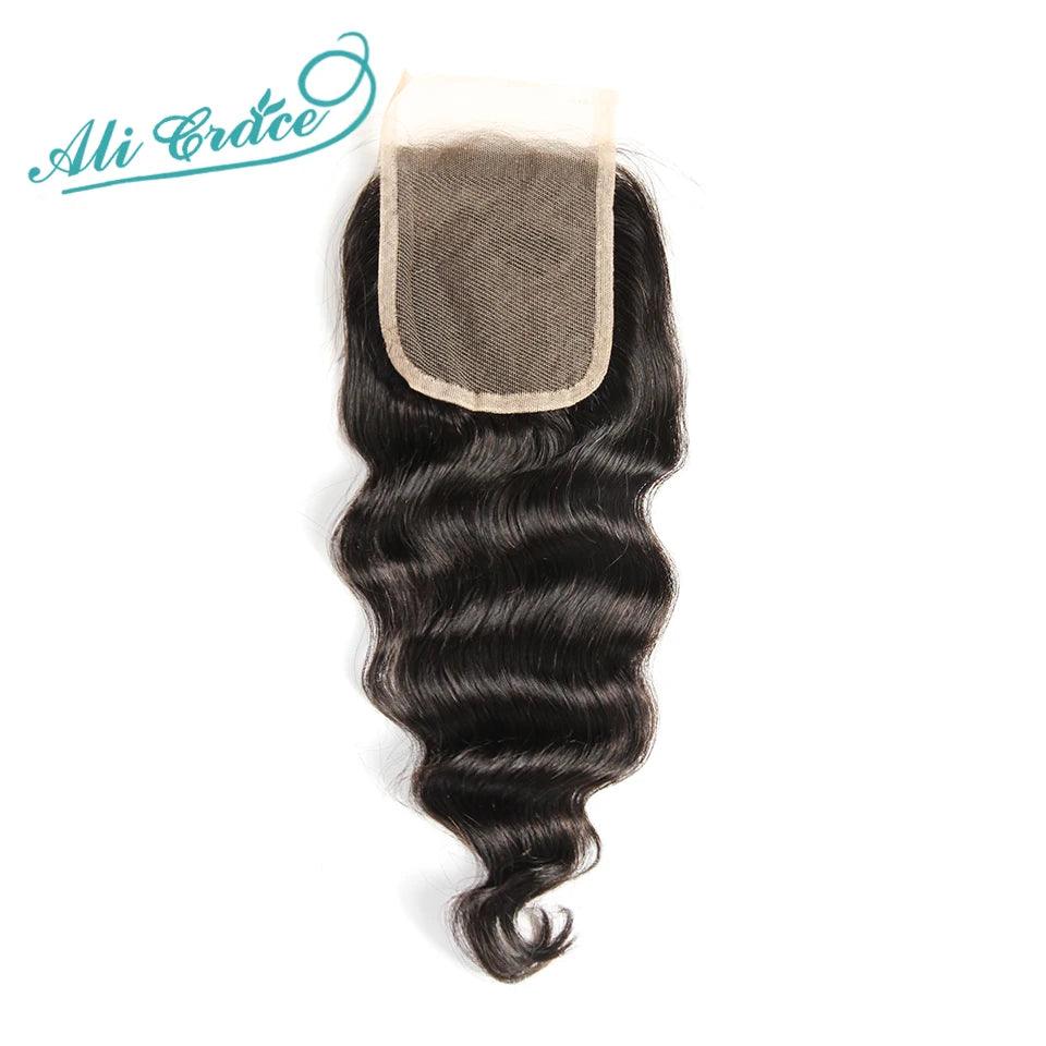 Brazilian Loose Wave Closure: Top-Quality Remy Human Hair Lace Closure  ourlum.com United States 16inches Middle Part