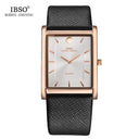 IBSO Classic Men's Fashion Watch Sleek Rectangle Dial Leather Strap