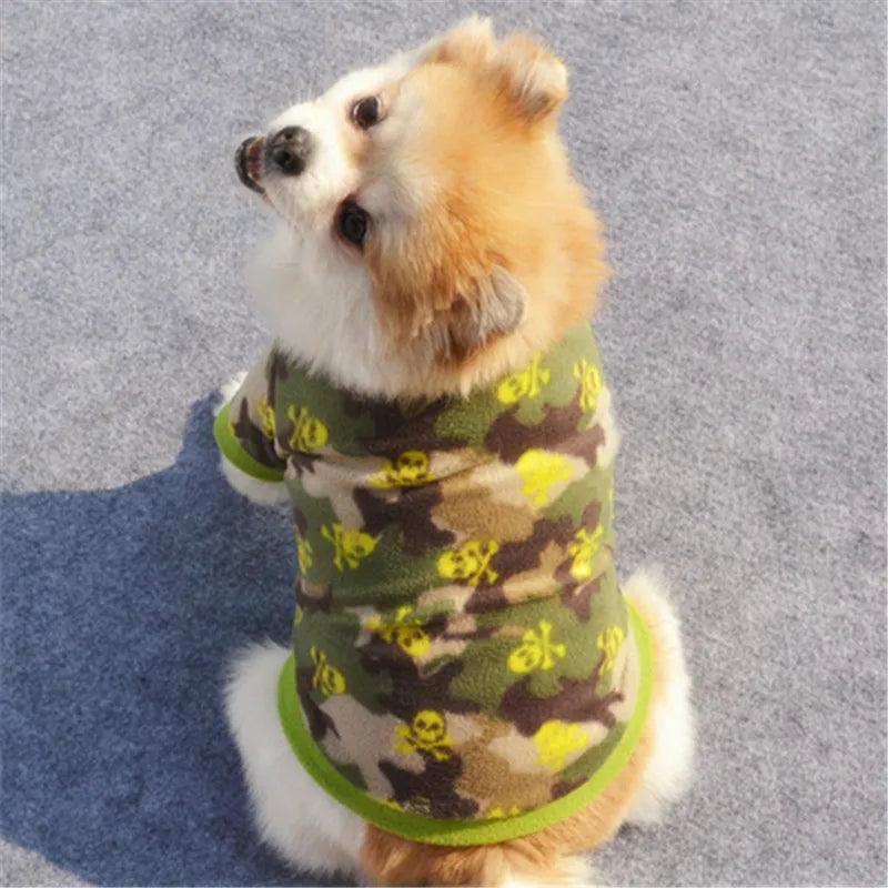 Warm Fleece Skull Print Dog Coat: Stylish Camo French Bulldog Jacket  ourlum.com   