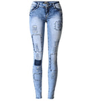 Summer Style Low Waist Sky Blue Patchwork Skinny Tights