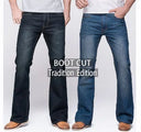 Mens Boot Cut Jeans Slightly Flared Slim Fit Denim Pants