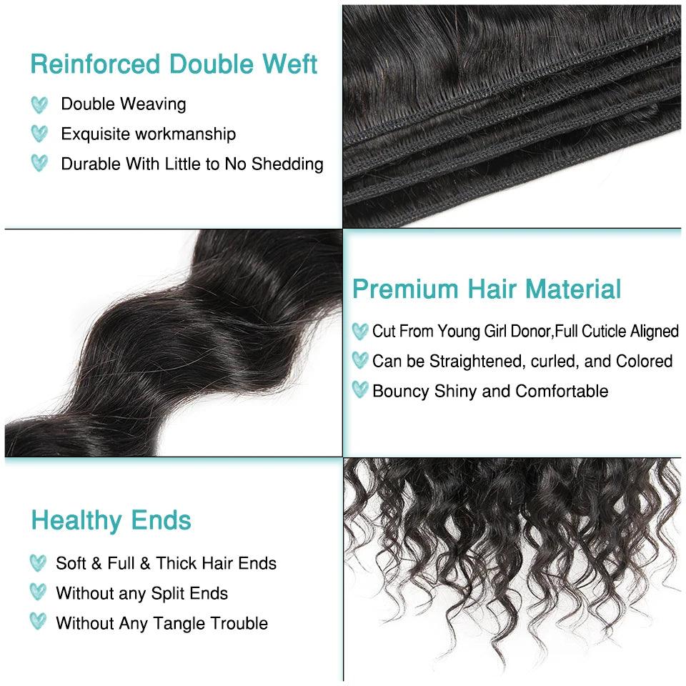 Indian Loose Wave Remy Hair Bundle Set - 3 Pieces, 10-28 Inches  ourlum.com   