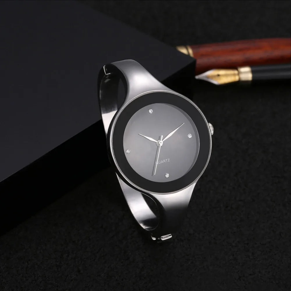 Elegant Crystal Bracelet Wristwatch for Women - Stainless Steel Luxury Watch with Quartz Movement  OurLum.com   