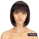 Youthful Red Highlighted Brazilian Human Hair Bob Wig with Bangs  ourlum.com F1B/99J 8inches 180%