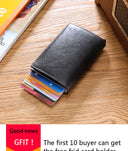 DIENQI Carbon RFID Wallet Male Mini Slim Money Card Holder