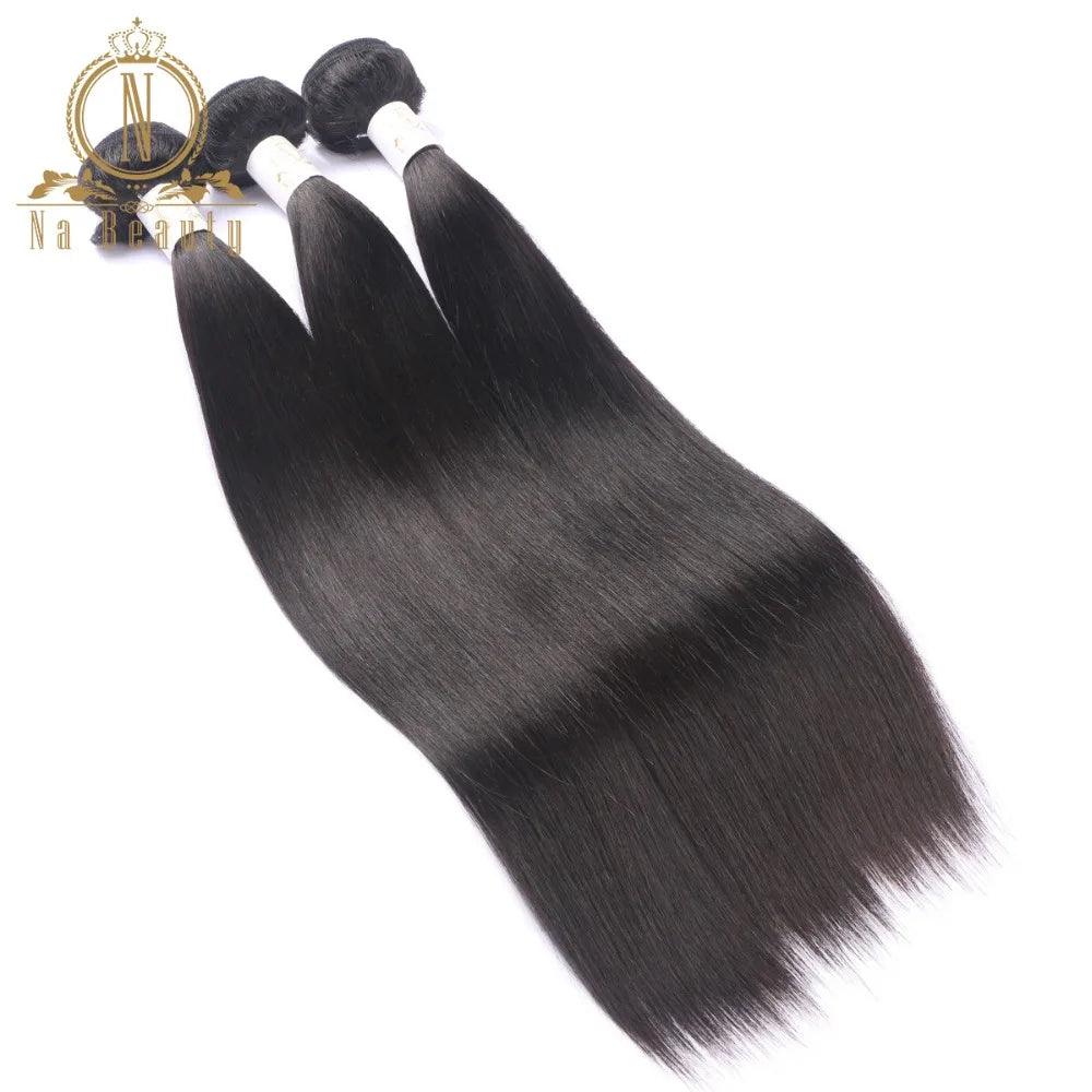 Luxurious Brazilian Straight Hair Bundles by Na Beauty - Premium Remy Human Hair Extensions  ourlum.com Natural Color 14 16 18 