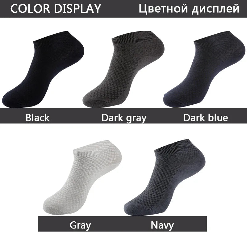 Men's Business Bamboo Fiber Ankle Socks - 5 Pairs - Breathable & Stylish - EU39-48 Size - Our Lum  Our Lum   