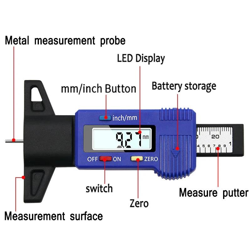 Digital Tire Tread Depth Gauge & Brake Pad Monitoring System : Stay Safe on the Road  ourlum.com   