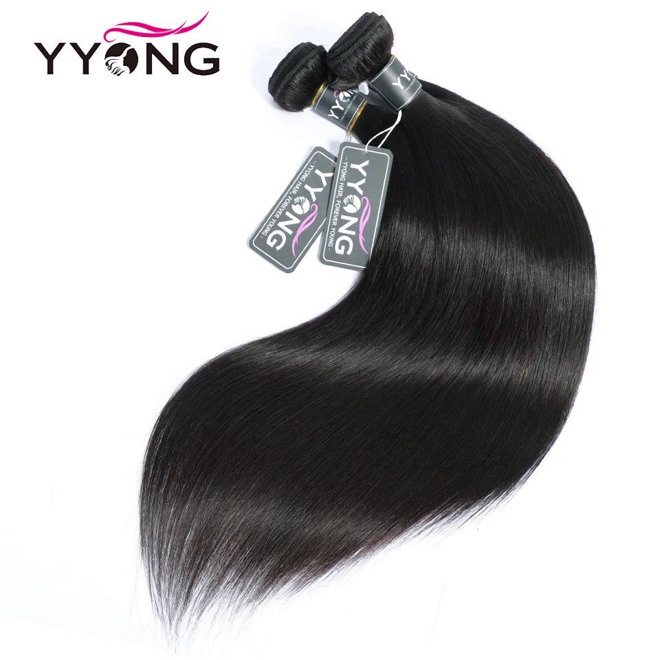 Luxurious Yyong Brazilian Remy Hair Weave Extensions - Elegant Black 3/4 Pcs 8-26 Inches  ourlum.com 22 24 26  