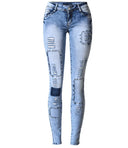 Summer Style Low Waist Sky Blue Patchwork Skinny Tights