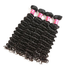 Ali Queen Deep Wave Brazilian Remy Human Hair Bundle Kit - Natural Black