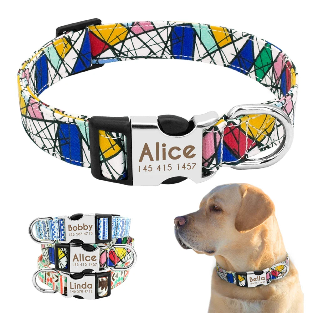 Personalized Reflective Nylon Dog Collar for Small Medium Large Dogs  ourlum.com   
