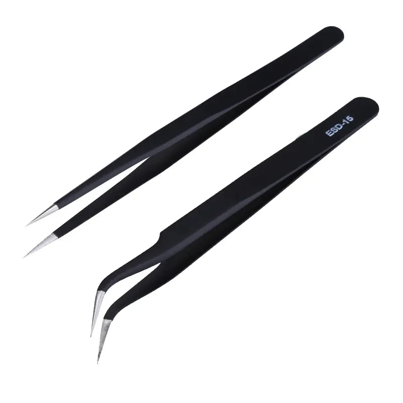 Precision Anti-static Tweezers Set - Stainless Steel Electronics Repair Kit  ourlum.com Default Title  