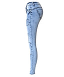 Summer Style Low Waist Sky Blue Patchwork Skinny Tights