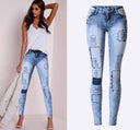 Summer Style Low Waist Sky Blue Patchwork Skinny Tights