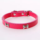 Bone Leather Reflective Pet Dog Collar for Small Large Dogs  ourlum.com Rose S 