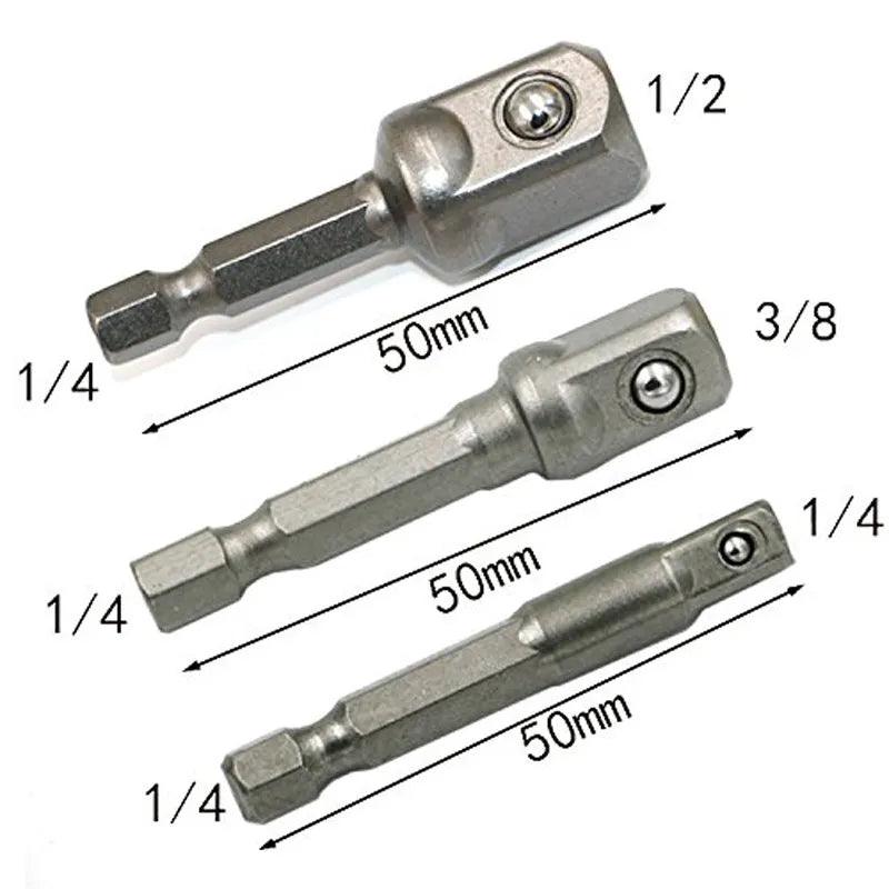 Chrome Vanadium Steel Socket Adapter Set Hex Shank Extension Drill Bits Power Tools  ourlum.com   