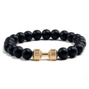 Fitness Charm Bracelet Set: Stylish Natural Stone Beads