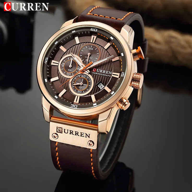 CURREN Leather Military Watch: Stylish Quartz Wristwatch for Men  ourlum.com   