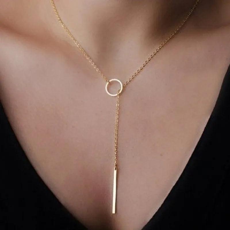 Elegant Pearl Stick Pendant Necklace with Long Chain for Women - Chic Fashion Jewelry Gift  ourlum.com   