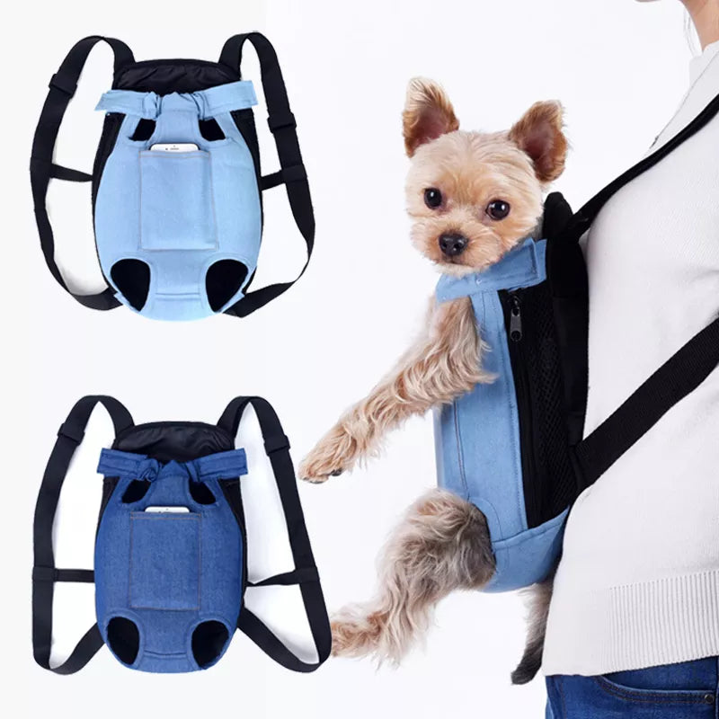 Denim Pet Backpack: Stylish Carrier Bag for Small Dogs - Breathable & Durable  ourlum.com   