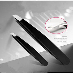 Professional Precision Eyebrow Tweezers in Black Stainless Steel for Flawless Beauty Applications