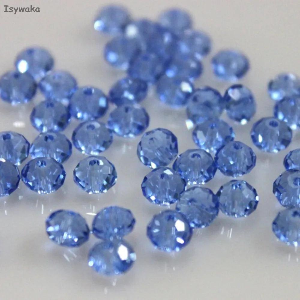 Isywaka Light Blue Crystal Glass Beads - 4*6mm Rondelle Spacer Beads for Jewelry Making  ourlum.com   