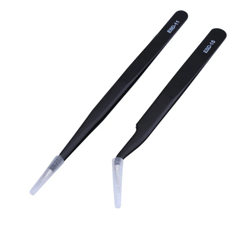 Precision Anti-static Tweezers Set - Stainless Steel Electronics Repair Kit  ourlum.com   