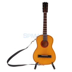 1/6 Scale Handcrafted Wooden Electric Guitar Model With Display Stand Dolls House Miniature Musical Instruments Ornament Toys