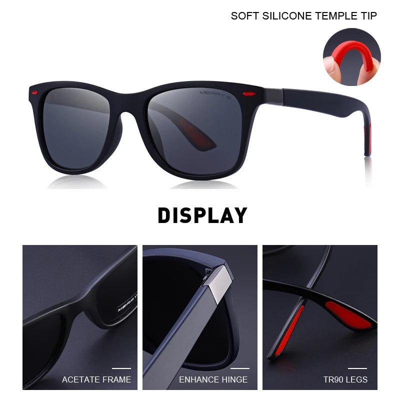 Unisex Classic Retro Polarized Sunglasses with UV Protection and Lightweight Square Frame