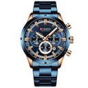 CURREN Men's Luxury Chronograph Sports Watch: Stylish Waterproof Timepiece  ourlum.com Rose Gold Blue  