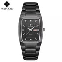 Square Luxury Men's Watch with Automatic Date Display Stainless Steel Gold Quartz Wristwatch  ourlum.com black black United State 