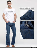 Mens Boot Cut Jeans Slightly Flared Slim Fit Denim Pants