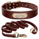 Personalized Leather Dog Collar Set with Free Engraving  ourlum.com Brown Set XS 