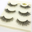 NEW 3D Mink Lashes Natural short Full Strip Lashes Transparent terrier Short Mink Lashes Style False Eyelashes  ourlum.com 3pairs m01  