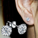 Sparkling Crystal Silver Stud Earrings Elegant Wedding Jewelry