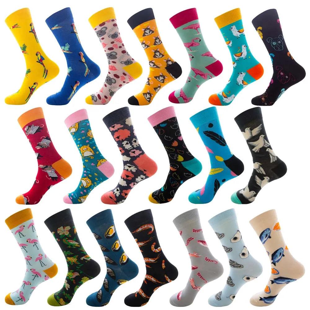 Animal Cartoon Novelty Graphic Cotton Crew Socks: Fun Design for Men & Women  ourlum.com   