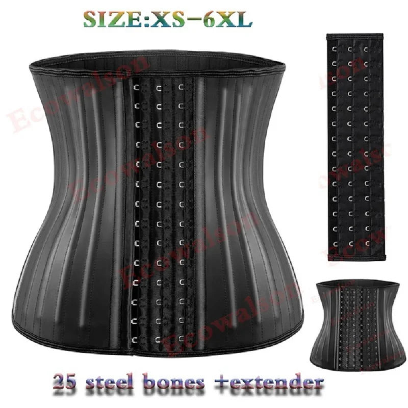 XXXS 25 Steel Bone Waist Trainer for Women Corset Cincher Body Shaperwear Girdles Trimmer with Steel Bone And Extender Ecowalson