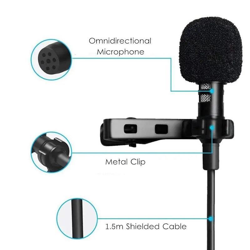 Mini Clip-On Lavalier Microphone with Wired USB 3.5mm Type-C Connectivity for Phone, Mac, Laptop, PC  ourlum.com   