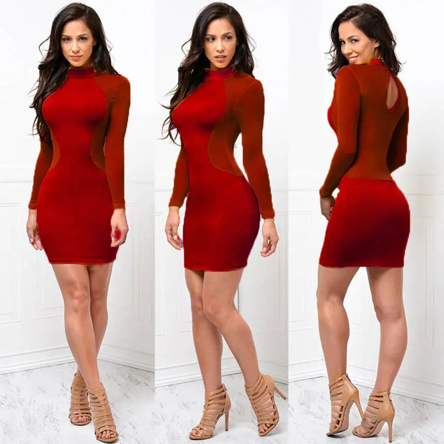 Captivating Mesh Bandage Bodycon Mini Dress for Women - Elegant Evening Party Clubwear by OurLum  OurLum.com Red L 