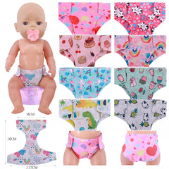 Cute Panda Print Doll Panties for 18" Dolls & Baby Reborn