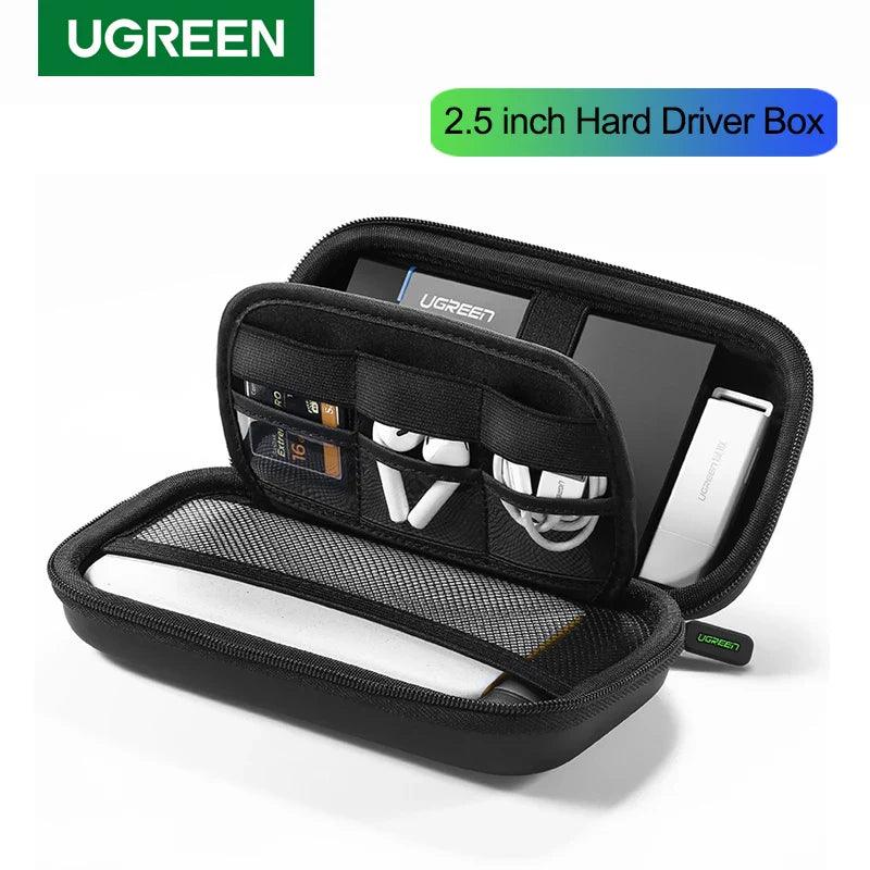 Ugreen 2.5 External Hard Drive Case HDD SSD Storage Case Box For Power Bank U Disk Hard Drive USB Cable Earphone Carrying Case  ourlum.com   